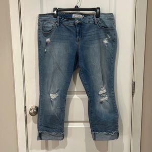 Torrid cropped distressed cuffed hem jeans. Size 18